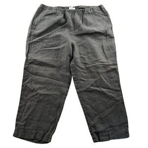 J.Jill Womens Capri Pants Medium Love Linen Gray Elastic Waist Wide Leg Casual